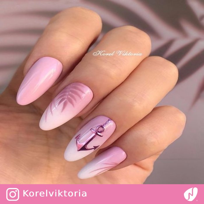Pink Ombre with Anchor Design